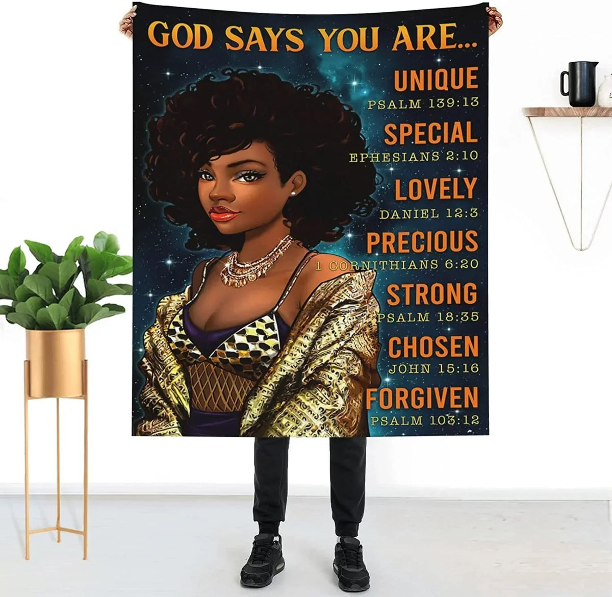 Black Girl Throw Blanket, Valentine Birthday Gift For Black Girl Women African American Queen. God say you are