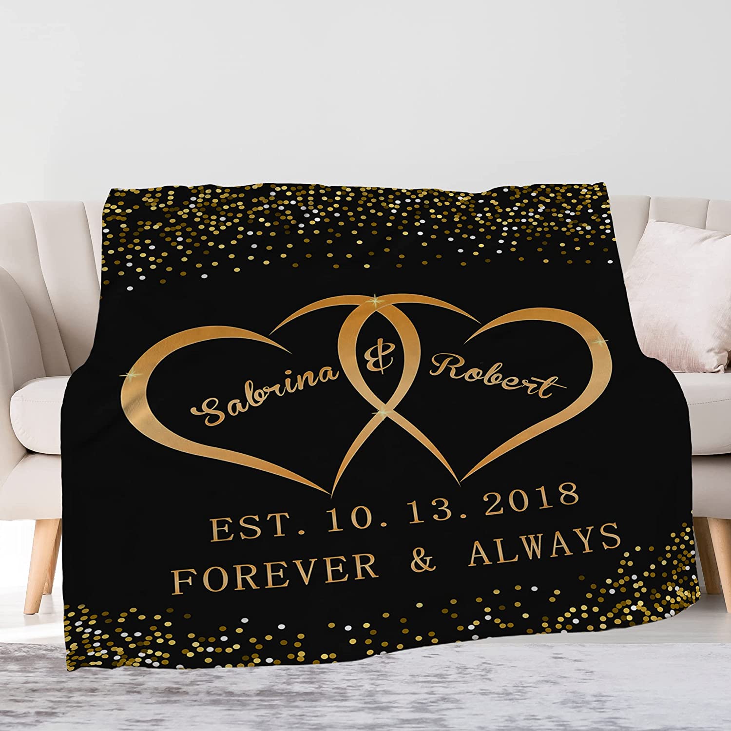 To My Wife Blanket From Husband, Personalized Blanket With Name & Anniversay Date,Anniversary Gifts Birthday Gifts For Her, Valentine'S Day To Wife Gift