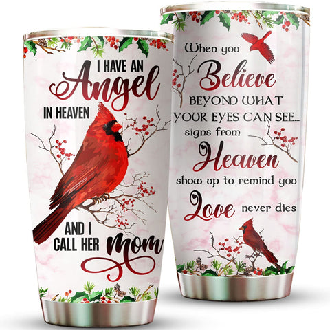 Cardinal I Am Always With You Mother's Day Tumbler With Lid for Mom In Heaven - Double Wall Vacuum Sporty Thermos Insulated Travel Coffee Mug