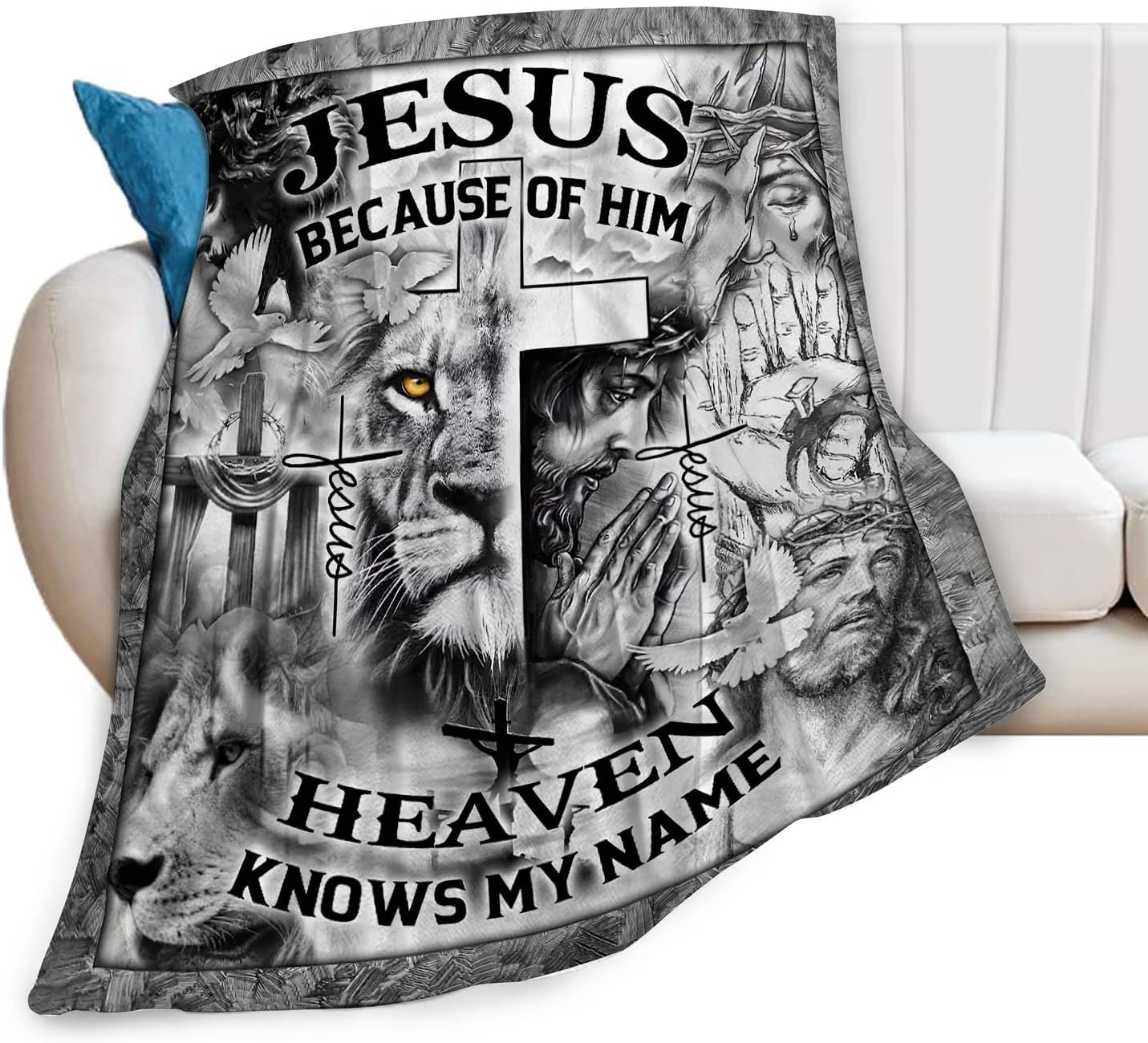 Jesus Blanket Christian Gifts for Prayers Men Women Jesus and Lion Throw Blanket for Adults Ultra Soft Cozy Fleece Blanket for Couch Sofa Bed