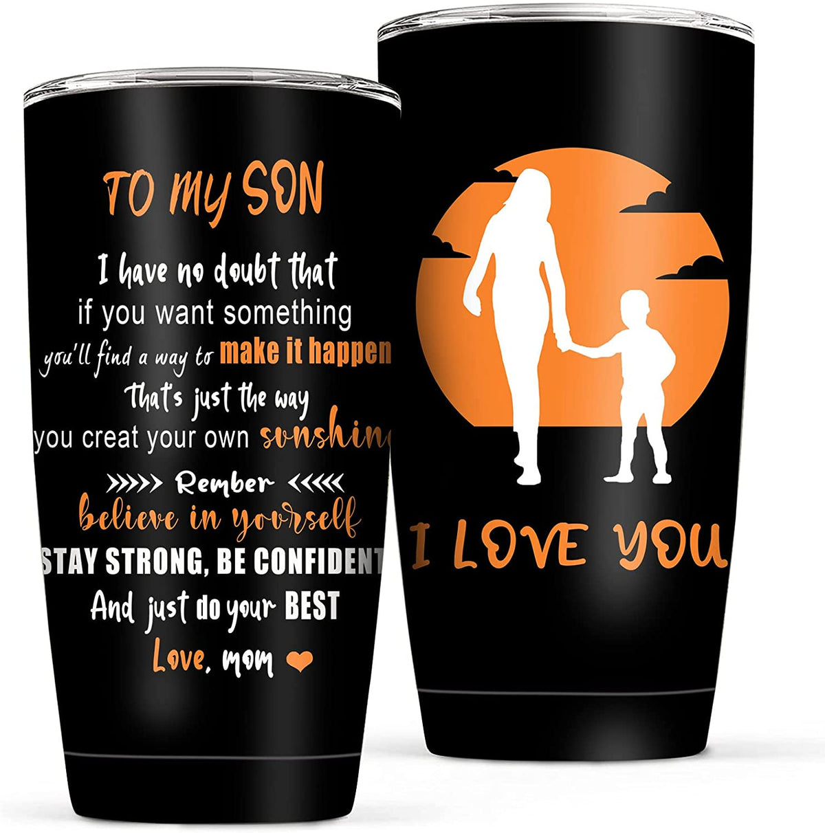 Son Tumbler, To My Son Tumbler - Travel Insulated Coffee Mug for Son Birthday Gifts from Mom and Dad, Gift Tumbler