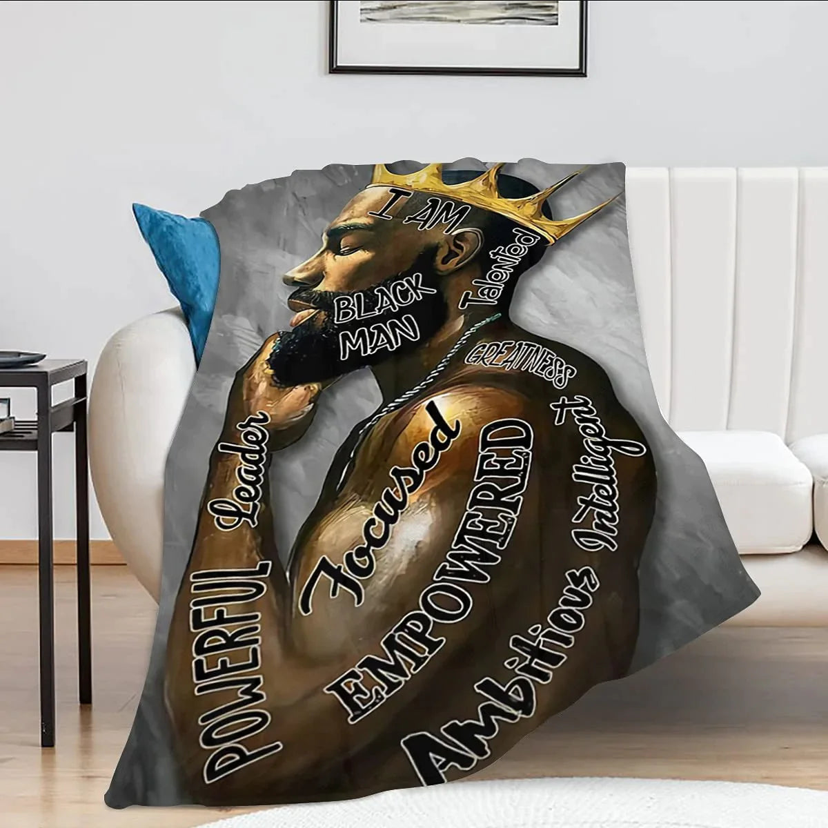 African American Black Men Blanket Black Men King Blanket Queen Size Throw Blanket for Sofa Bedroom Office Travel