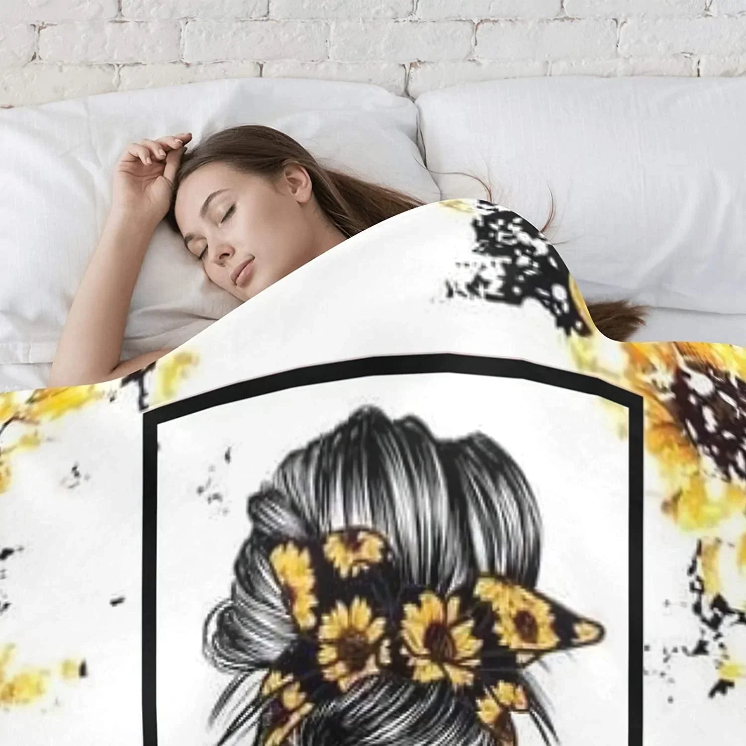 Custom Blanket Personalized Sunflower Cool Girl, Birthday Valentine gift For Her Girlfriend Soft Fleece Throw Blanket with Name for Gifts Sofa Bed