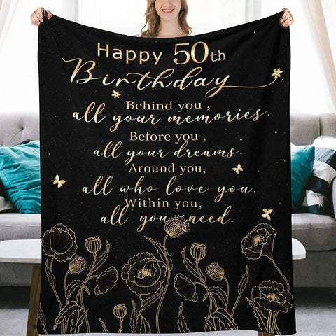 Custom Birthday Blanket Gifts for Women Men, Custom Birthday Decorations Women, Anniversary Birthday Gifts for Women, Unique Birthday Blankets