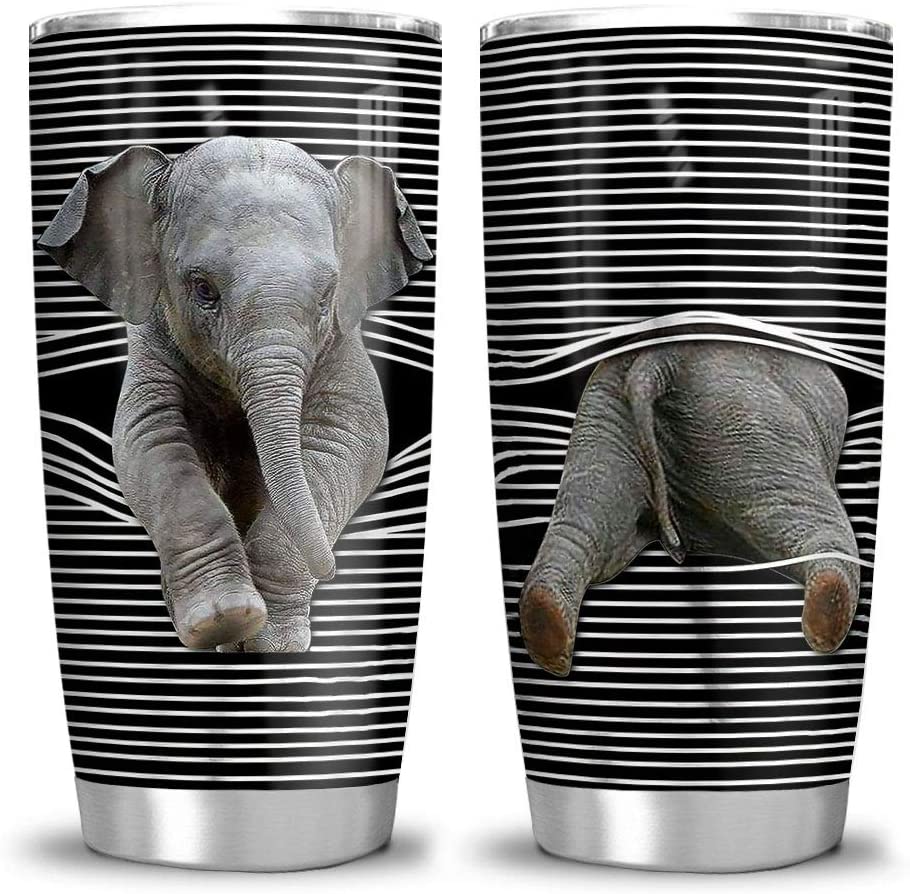 Elephant Lover Elephant Gift Tumbler Cup with Lid, Double Wall Vacuum Sporty Thermos Insulated Travel Coffee Mug