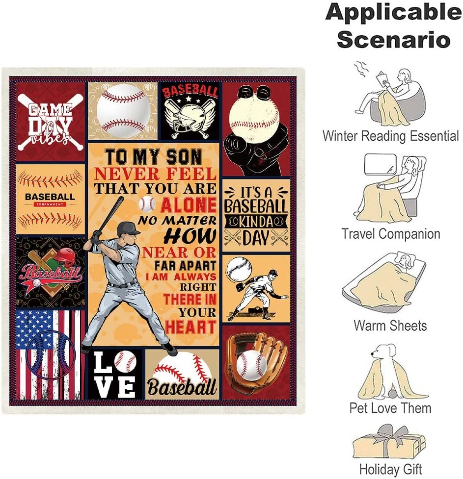 to My Son Blanket Gifts,Son Birthday Gifts in Baseball,Son Blanket from Mom Dad,College Graduation Gifts for a Son Positive Encourage Blanket