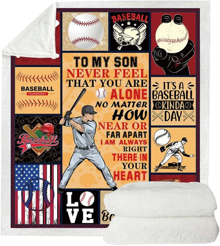 to My Son Blanket Gifts,Son Birthday Gifts in Baseball,Son Blanket from Mom Dad,College Graduation Gifts for a Son Positive Encourage Blanket