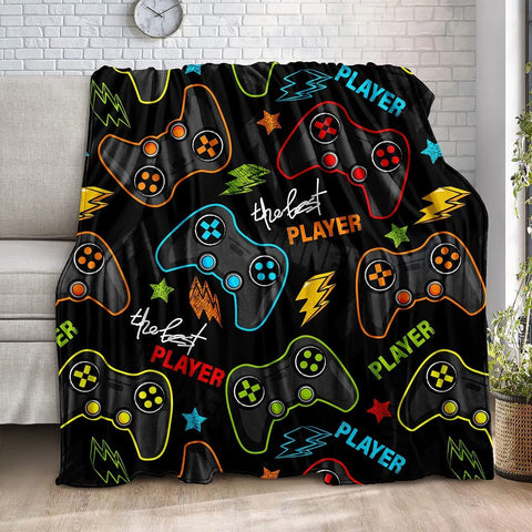 Birthday's Gift For Boy, Bedding PS Gaming Throw Blanket Fleece, Gamer Gift for Couch Sofa for for Kids Boys Teens Video Game