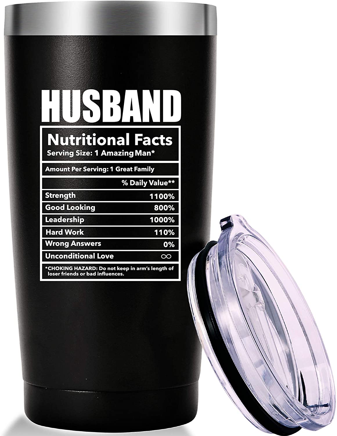 Husband Tumbler, Husband Nutritional Facts Mug.Funny Father's Day,Valentine's Day Gifts.Anniversary,Birthday,Christmas Gifts for Men,Husband,Fiance,Boyfriend Tumbler