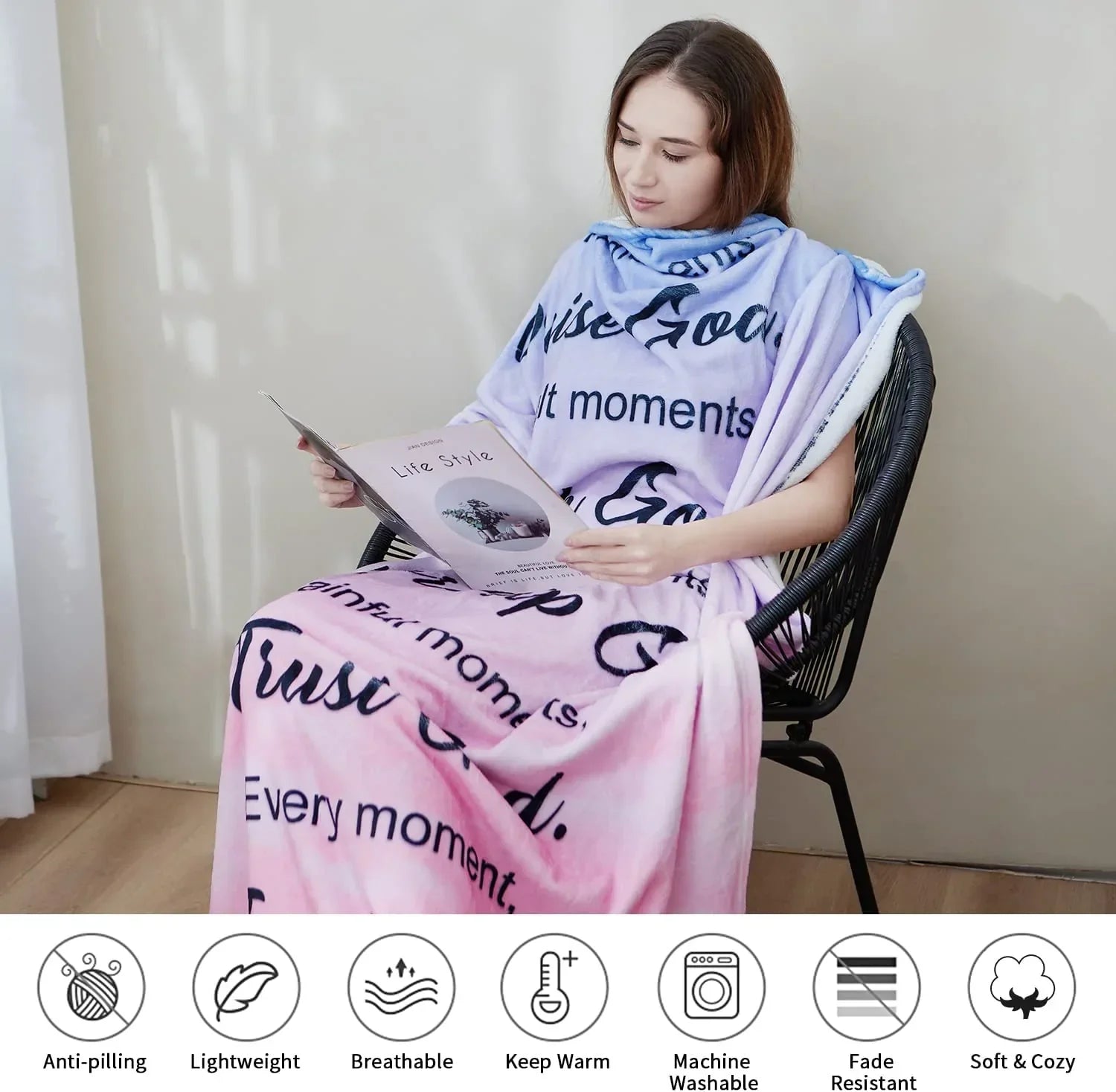 Bible Verse Blanket with Inspirational Thoughts and Prayers-Valentine's Birthday's Gift for Daughter Son Women Men Religious Throw Blanket