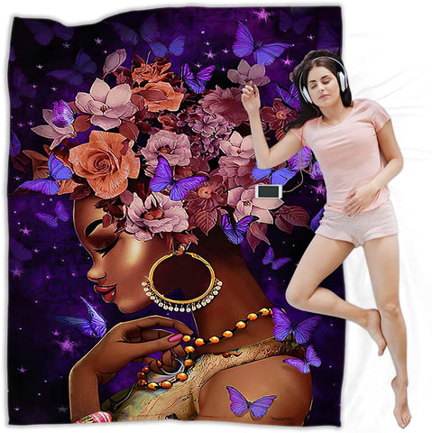 African American Women Blanket Afro Black Girl Blanket Lightweight Fleece Sofa Cozy Flannel Carpet Travel Sofa Bed Travel Picnic Blanket For Men Women