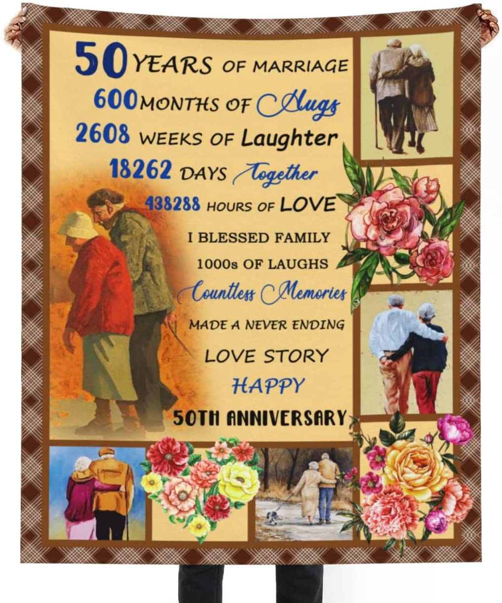 50Th Anniversary Blanket 50 Years Of Love Celebration Gifts For Mom Dad Grandparents Fiftieth Golden Anniversary Blankets For Husband Wife