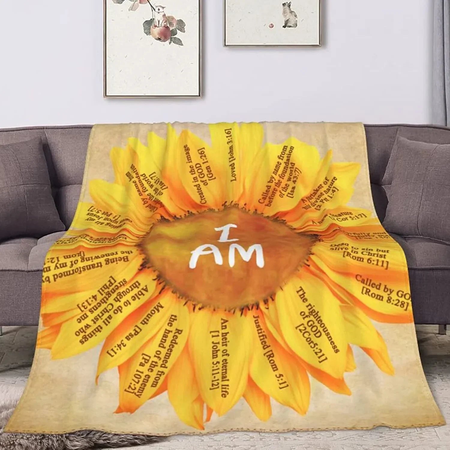 Christian Gifts Sunflower Inspirational Blanket with Bible Verse Prayers Spiritual Religious Gift for Women Birthday Christian Gift for Mom Healing