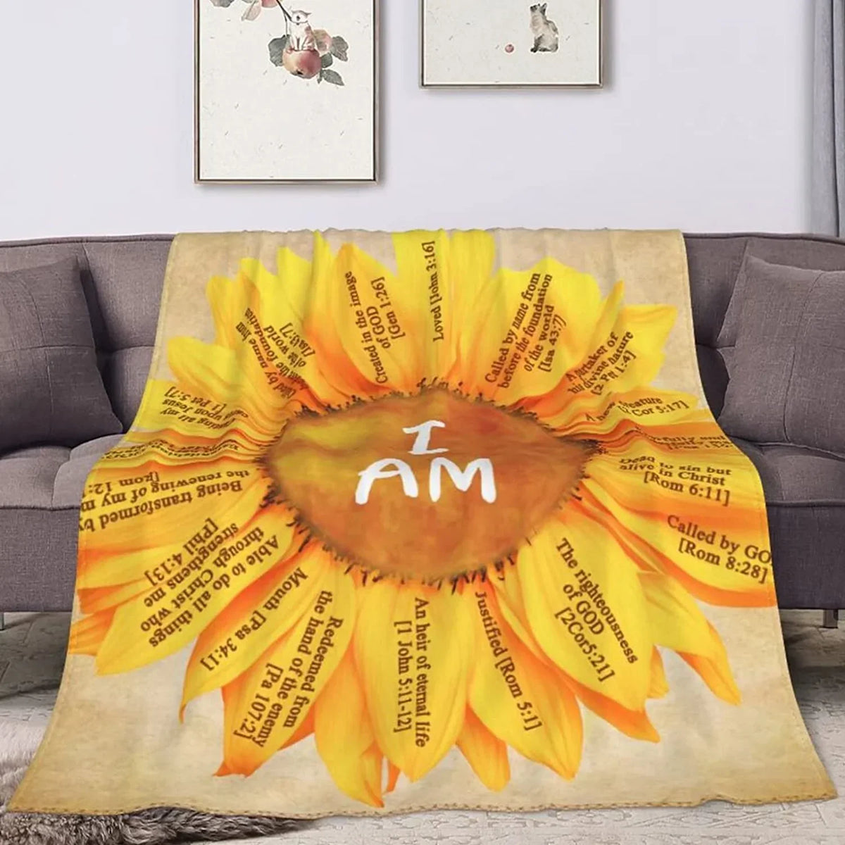 Christian Gifts Sunflower Inspirational Blanket with Bible Verse Prayers Spiritual Religious Gift for Women Birthday Christian Gift for Mom Healing