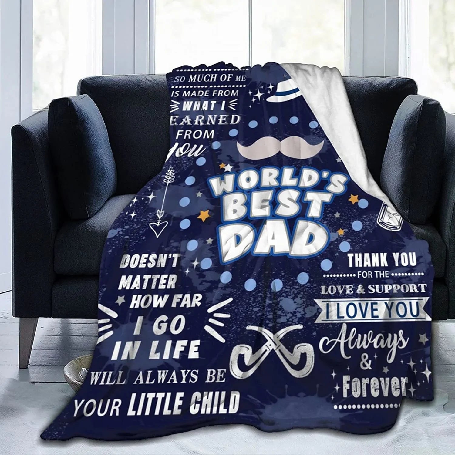 World's Best Dad Blanket From Daughter Son Throws Daddy Father Throw Best Dad Ever Flannel Blankets For Couch Bedroom Sofa Warm Blanket Love Gift For Fathers Day