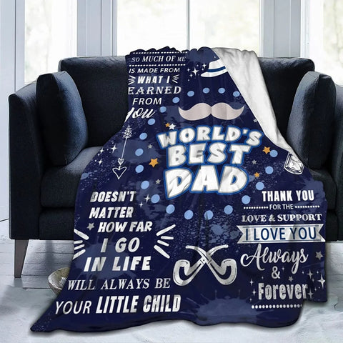 World's Best Dad Blanket From Daughter Son Throws Daddy Father Throw Best Dad Ever Flannel Blankets For Couch Bedroom Sofa Warm Blanket Love Gift For Fathers Day