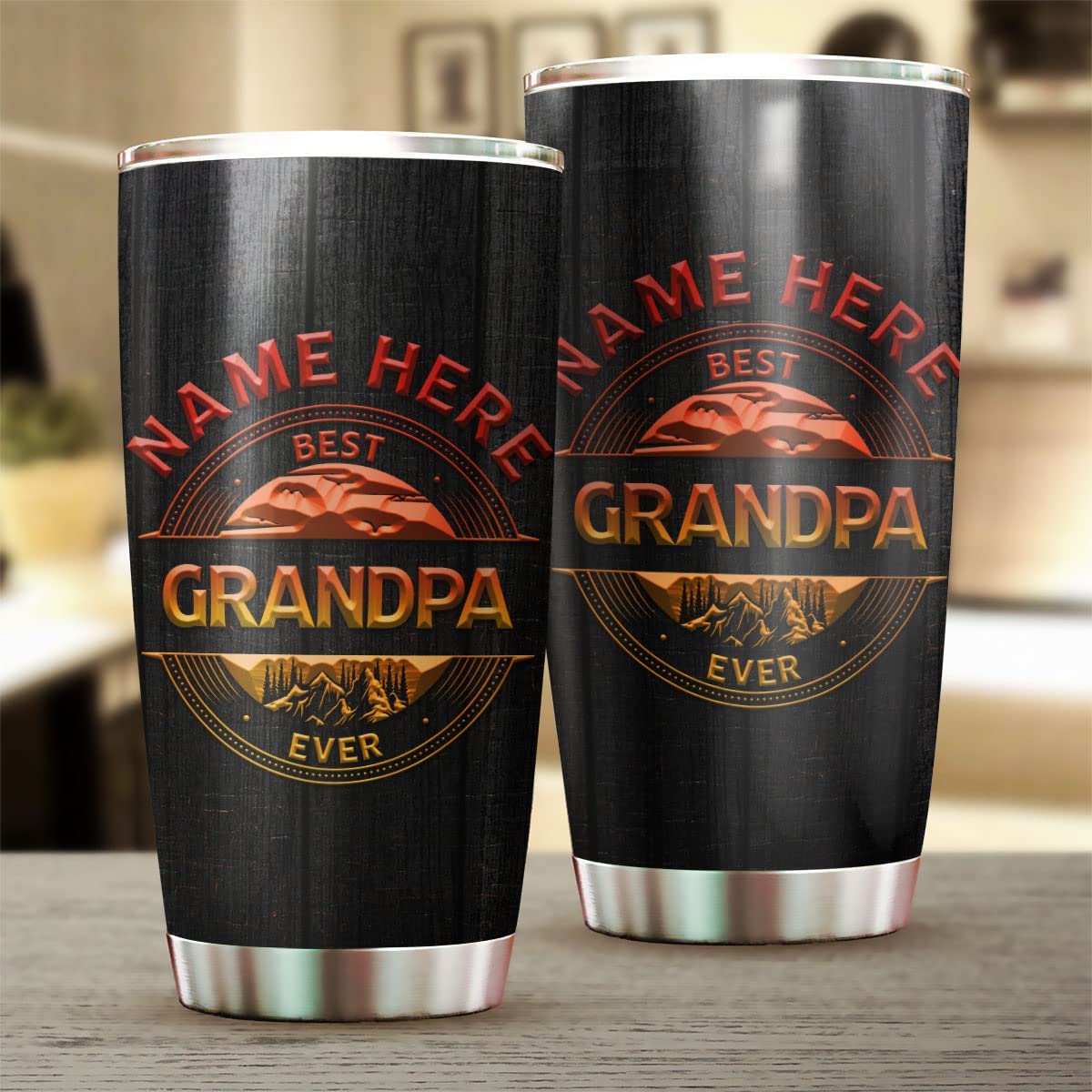 Grandpa Tumbler, Personalized Tumbler Cups for Men Birthday Best Grandpa Dad Ever Stainless Steel Vacuum Tumblers Father's Day