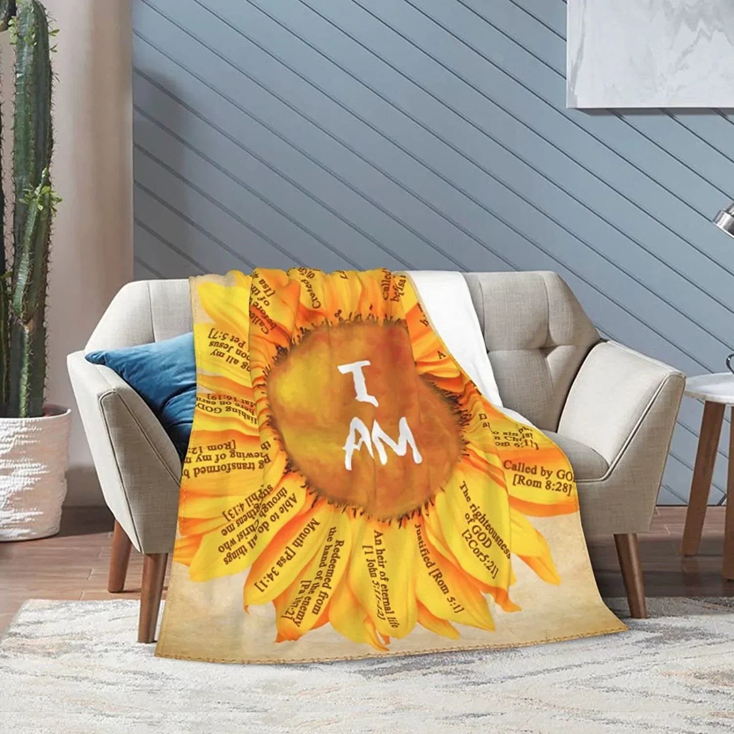 Christian Gifts Sunflower Inspirational Blanket with Bible Verse Prayers Spiritual Religious Gift for Women Birthday Christian Gift for Mom Healing