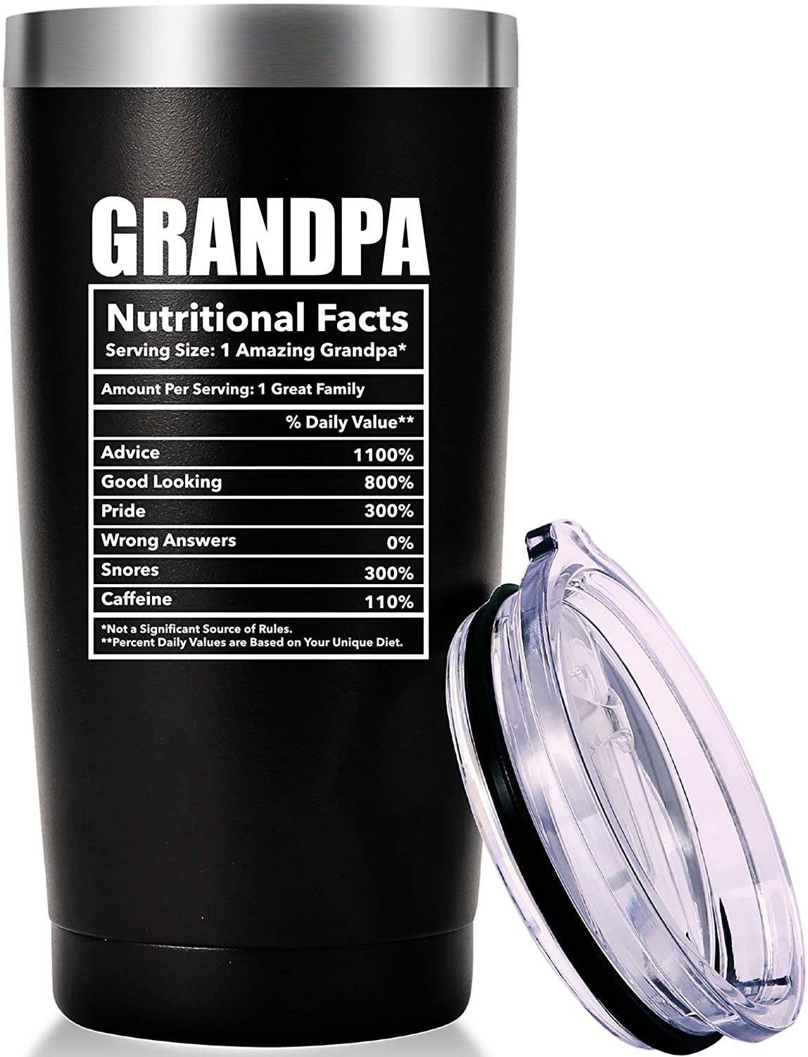 Grandpa Tumbler, Grandpa Nutritional Facts Mug.Funny Grandpa Gifts.Birthday,Christmas Gifts for Men,Granddads,Grandfather,Papa,Papi,Granddaddy from Grandchildren,Son,Daughter Tumbler