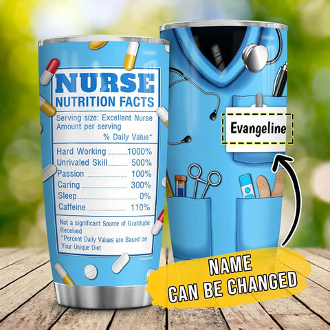 Personalized Nurse Nutrition Facts Tumbler Cup With Lid Stethoscope Double Wall Vacuum Insulated Travel Coffee Mug Birthday Christmas Gifts Nurse Week Appreciation Gift Women Men