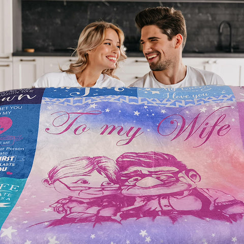 Wife Gift Blanket From Husband, Old Couple Blanket to Wife, Anniversary Birthday Christmas Blanket Gift Ideas for Her