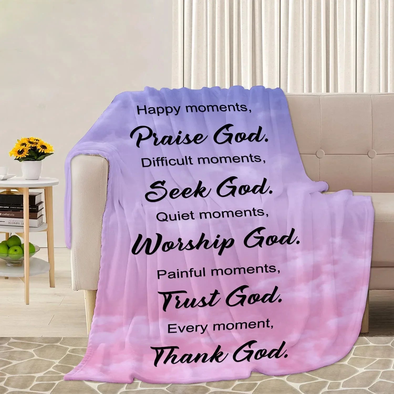 Bible Verse Blanket with Inspirational Thoughts and Prayers-Valentine's Birthday's Gift for Daughter Son Women Men Religious Throw Blanket