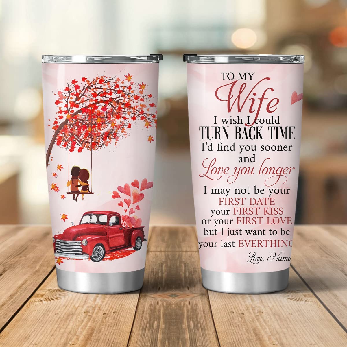 Wife Tumbler, Family Woman Coffee Tumbler - Garden Gnomes Insulated Tumblers - Gift For My Wife - Personalized Tumbler Gift From Husband