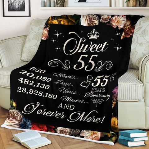 55Th Anniversary Blankets Personalized For Couples 55 Years Together & Forever More Present For Wife Husband Valentine'S Day Soft And Cozy Throw Blanket