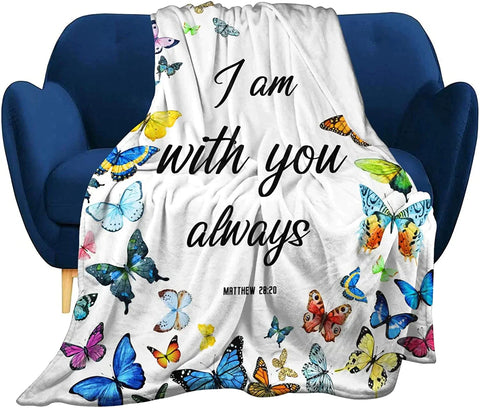 Matthew 28.20 Christian Blanket Inspirational Thoughts Throw Blanket Bible Verse Prayers Get Well Soon Blankets Soft Lightweight Flannel Blanket