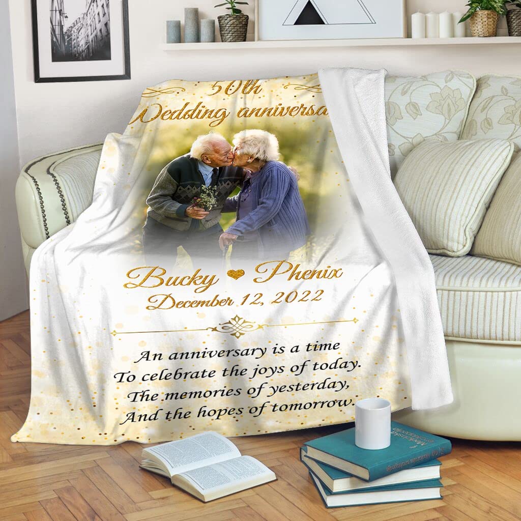 50Th Anniversary Blanket 50Th Anniversary Wedding Gifts Valentine Gifts For 50Th Golden Wedding For Parents, Grandparents 50Th Anniversary 50 Years As Mr And Mrs