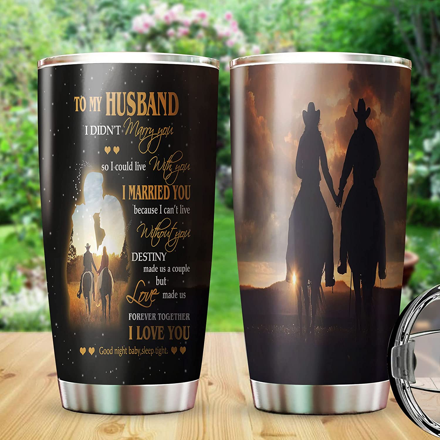 Husband Tumbler, Personalized Couple Cowboy Tumbler, To My Husband Tumbler, Horse Rider Mug, I Married You Love You Tumbler, Mr And Mrs Tumbler, For Your Love On Valentine Day