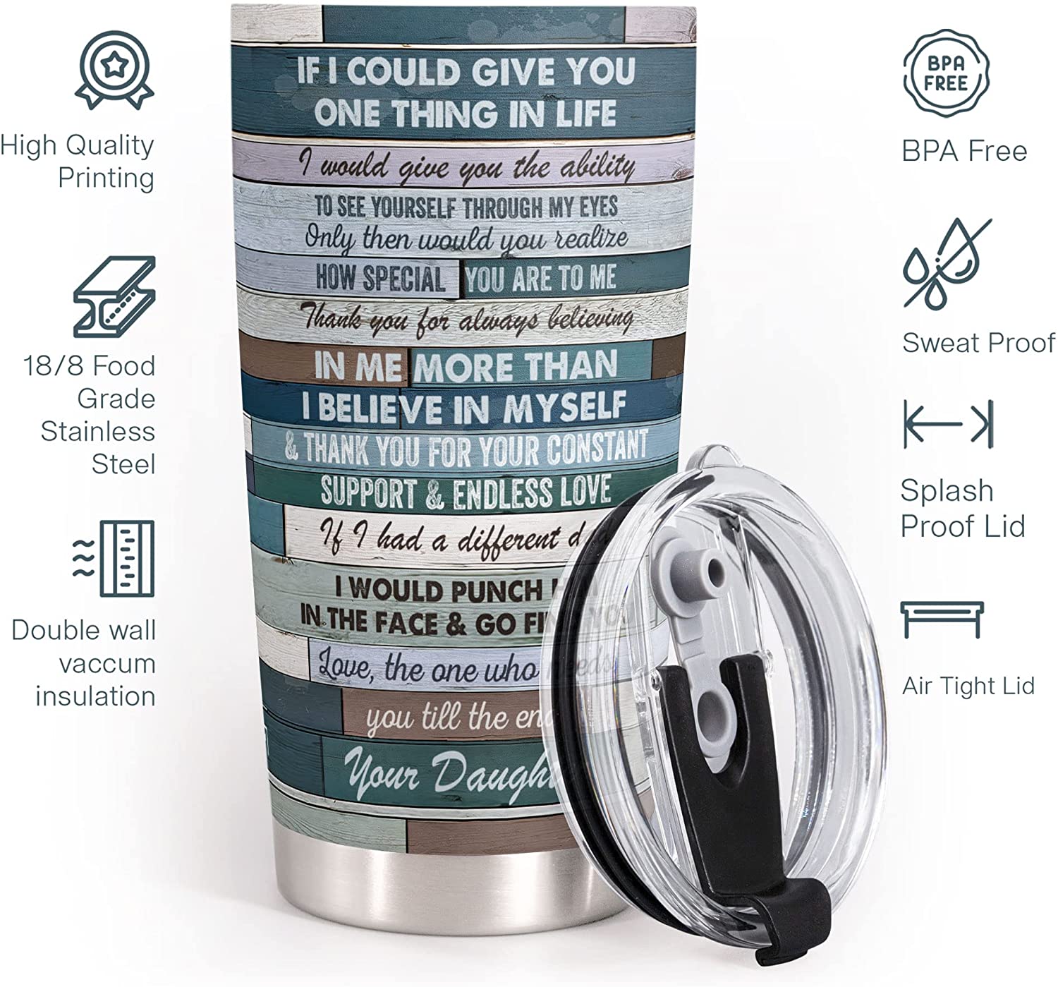 Fathers Day Gift Tumbler For Dad - Birthday Gifts for Dad Stepdad From Daughter - Fathers Day Gifts From Daughter For Dad Step Dad Meaningful Fathers Day Gifts