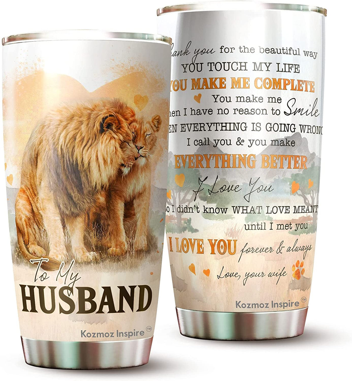 Husband Tumbler, To My Husband Mug Lion Couple Tumbler Gifts - Birthday Christmas Tumbler Gifts for Husband - Best Ideas Gifts for Him, Boyfriend, Husband, Fathers Day