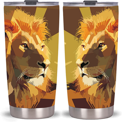 Lion Tumbler Travel Mug Stainless Steel Vacuum Insulated Cup With Lid (Camouflage Lion)