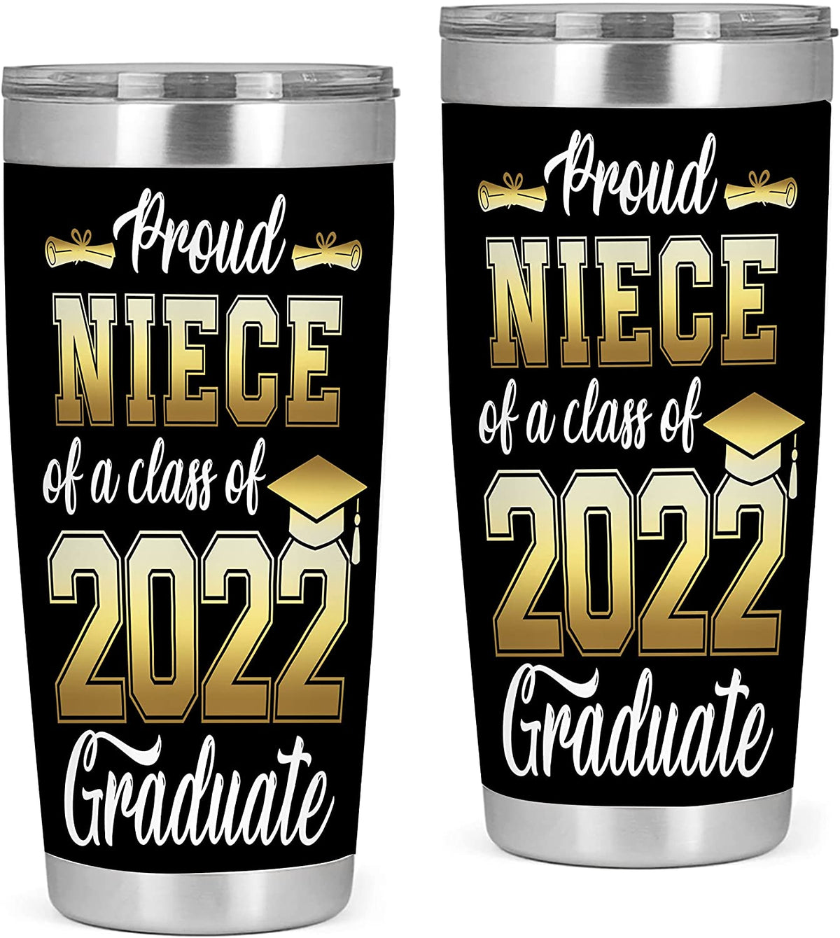 Niece Tumbler, Graduation Class of 2022 Tumbler Best Niece Graduate Stainless Steel Insulated Tumblers