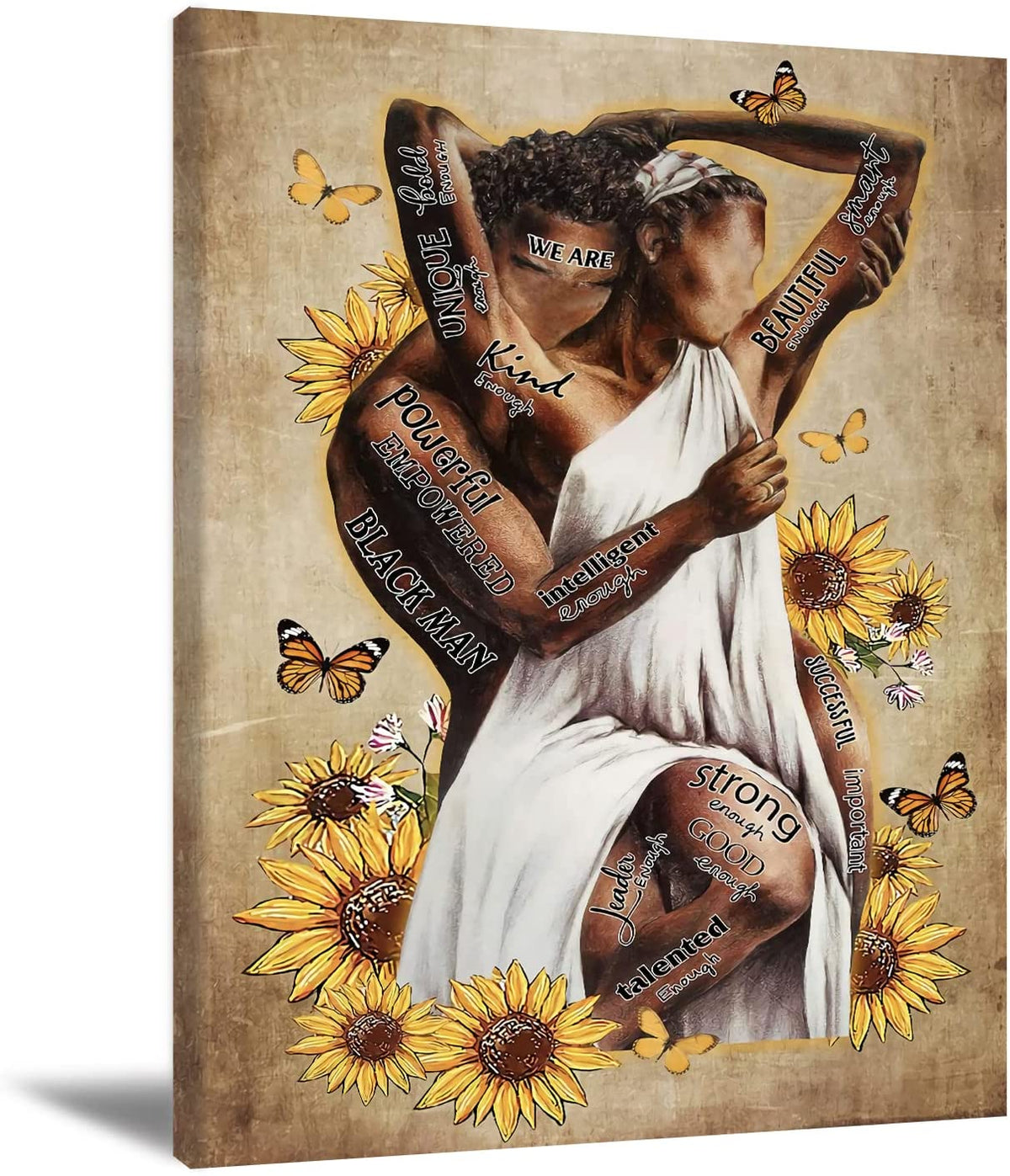 Black King And Queen Wall Art Black Couple Root Sunflower Poster Black Lover Poster Canvas Wall Art Abstract Contemporary Matte Prints Painting Home Decor For Bedroom Living Room No Frame