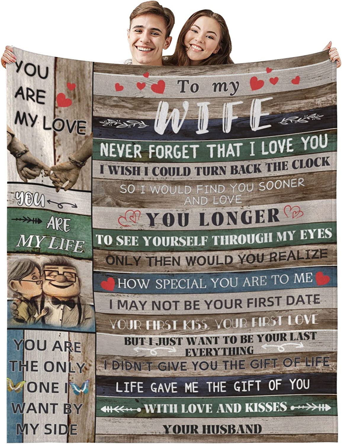 to My Wife Blanket from Husband, Valentine Romantic Anniversary Blanket for Wife Throw Blanket, Birthday Gifts for My Wife Valentine's Day Gifts