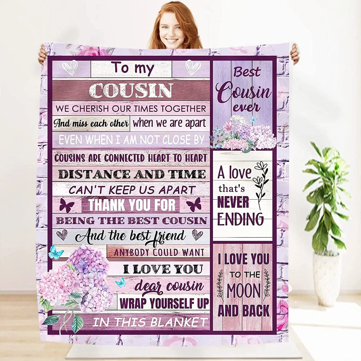 Cousin Gifts for Women Blanket, Cousin Valentine Birthday Graduation Anniversary Gift for Best Friend, Best Gift for Cousin