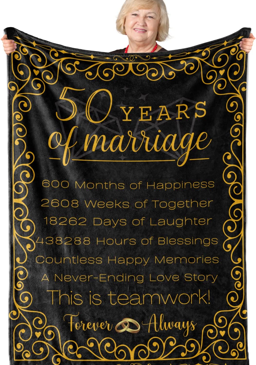 50Th Anniversary Blanket, 50Th Wedding For Wife, Husband, Hubby, Wiffy, Couple, Parents, Grandparents, Golden Wedding, Valentine’S Gifts, Anniversary Blanket Gifts