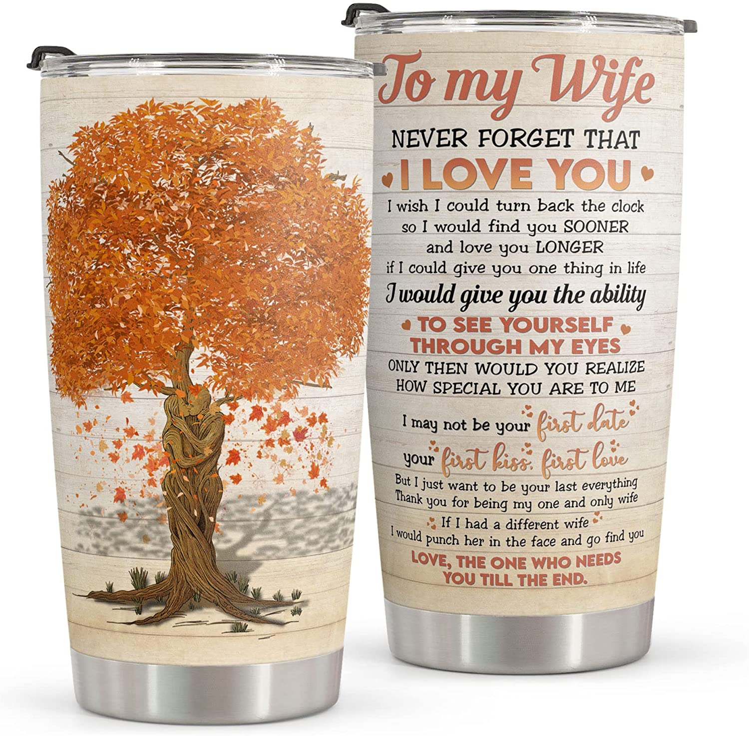 Wife Tumbler, Gifts For Her - Birthday Gifts for Wife & Gifts for Her For Anniversary - Mothers Day Gifts for Wife From Husband Romantic Gift For Her - Stainless Steel Tumbler