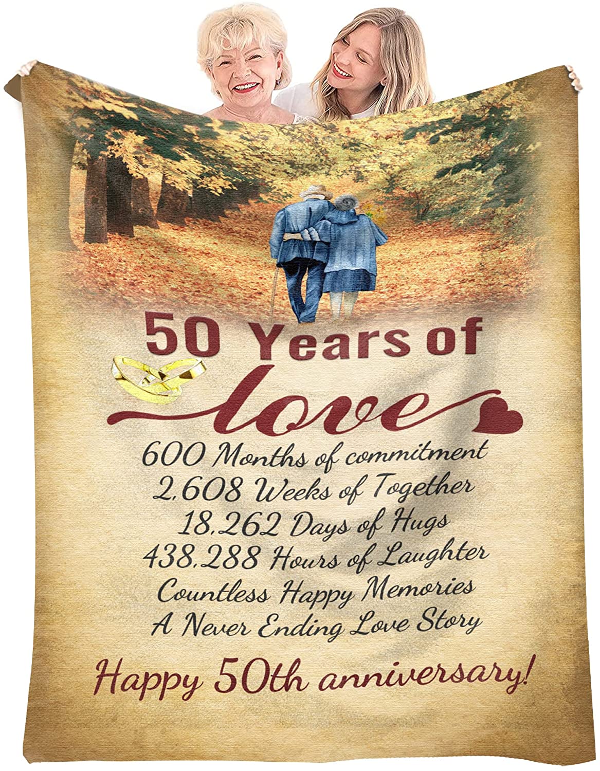 50Th Anniversary Blanket,50Th Years Of Golden Marriage Gifts For Dad,Mom,Grandpa,Grandma,Grandparents,50Th Anniversary Birthday Gift For Husband And Wife