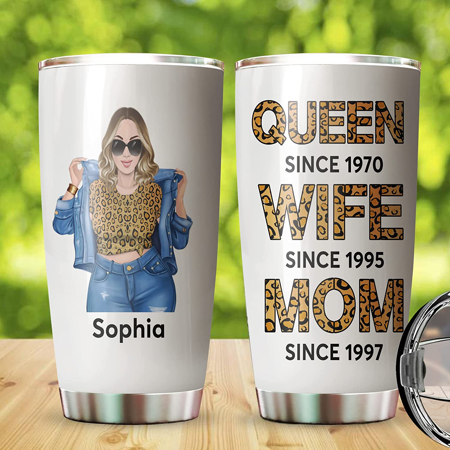 Wife Tumbler, Personalized Women Are Queen Wife Mom - Tumbler Gift For Mother's Day - Gift For Woman's Day