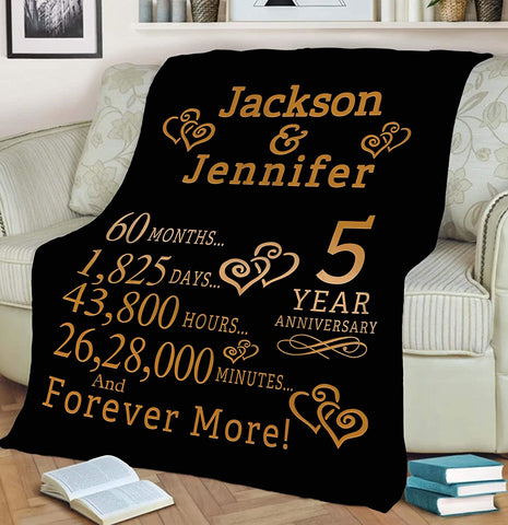 5Th Anniversary Blanket, Best Gift For Anniversary, Customized Fleece Blanket For Your Love Partner With Beautiful Quotes, Blanket For Couples, Valentine, Birthday, Soft And Cozy Blanket