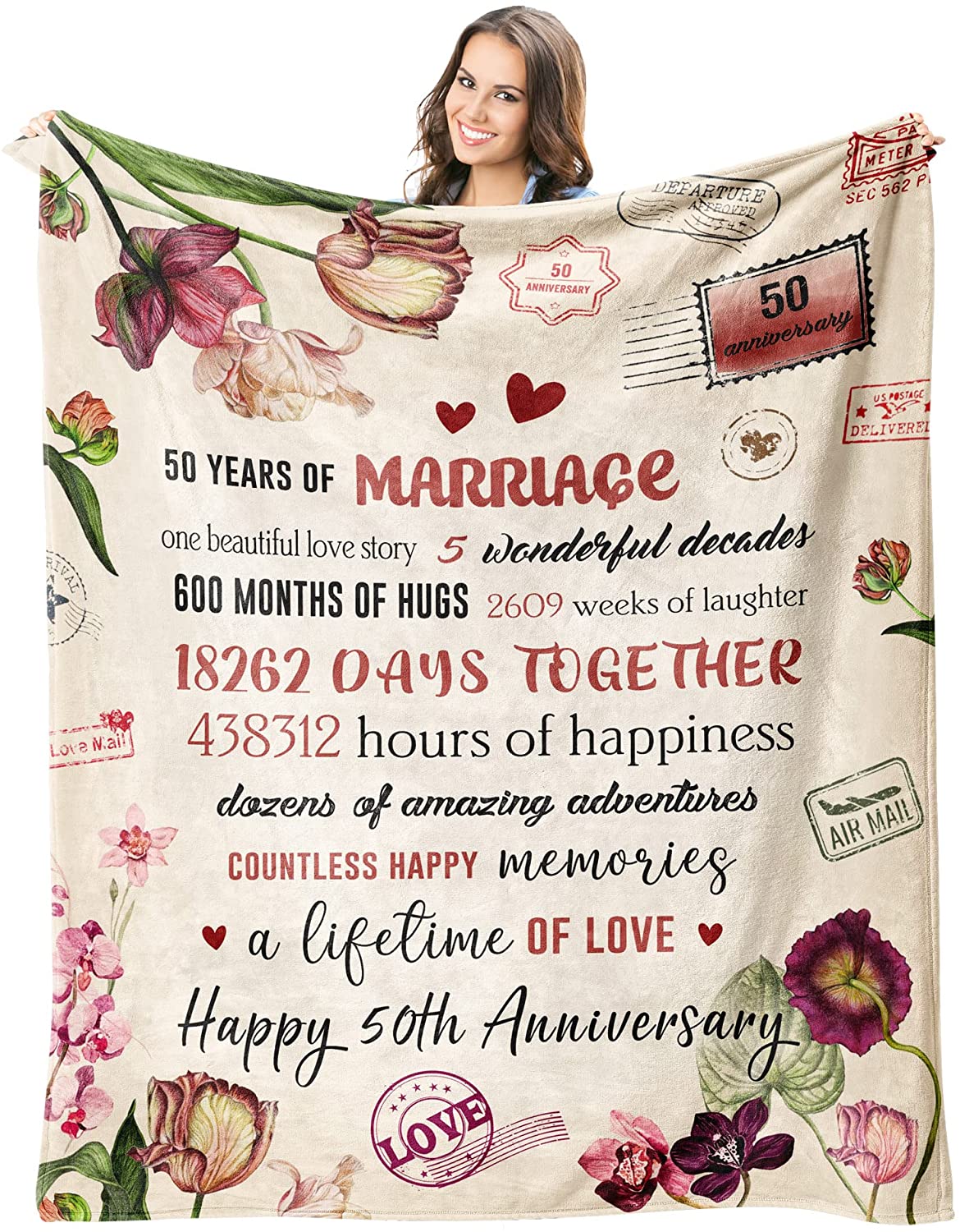 50Th Anniversary Blanket, Gifts 50Th Anniversary Golden Wedding Gifts For Parents Couple Wedding Gifts For Grandma Grandpa Mom Dad 50Th Anniversary Decorations Gift Idea