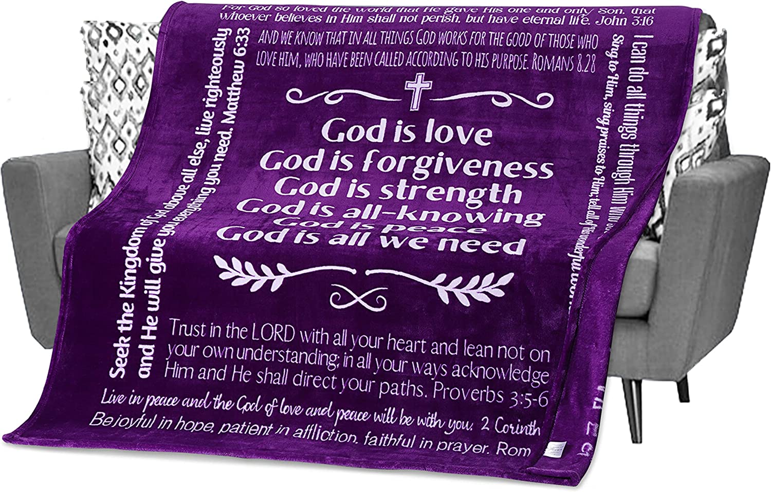 Christian Gifts for Women or Men, Religious Blanket with Bible Verses, Faith, Catholic, Spiritual, Church, Inspirational Gifts, Christian Home Decor