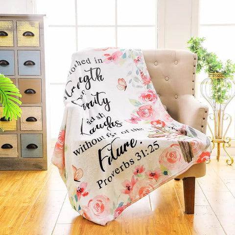 Christian Gifts for Women Bible Verse Blanket with Inspirational Thoughts Prayers Religious Gift Throw Blanket with Bible Scripture for Women Friends