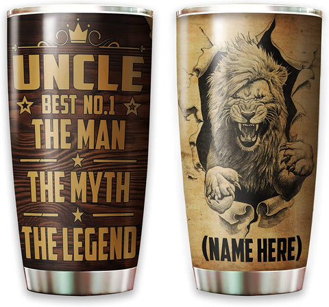 Uncle Tumbler, Number 1 Uncle The Man The Myth The Legend Tumblers Cool Lion Coffee Cup Men Birthday Personalized Fathers Day Tumbler Present for Uncles from Niece Nephew