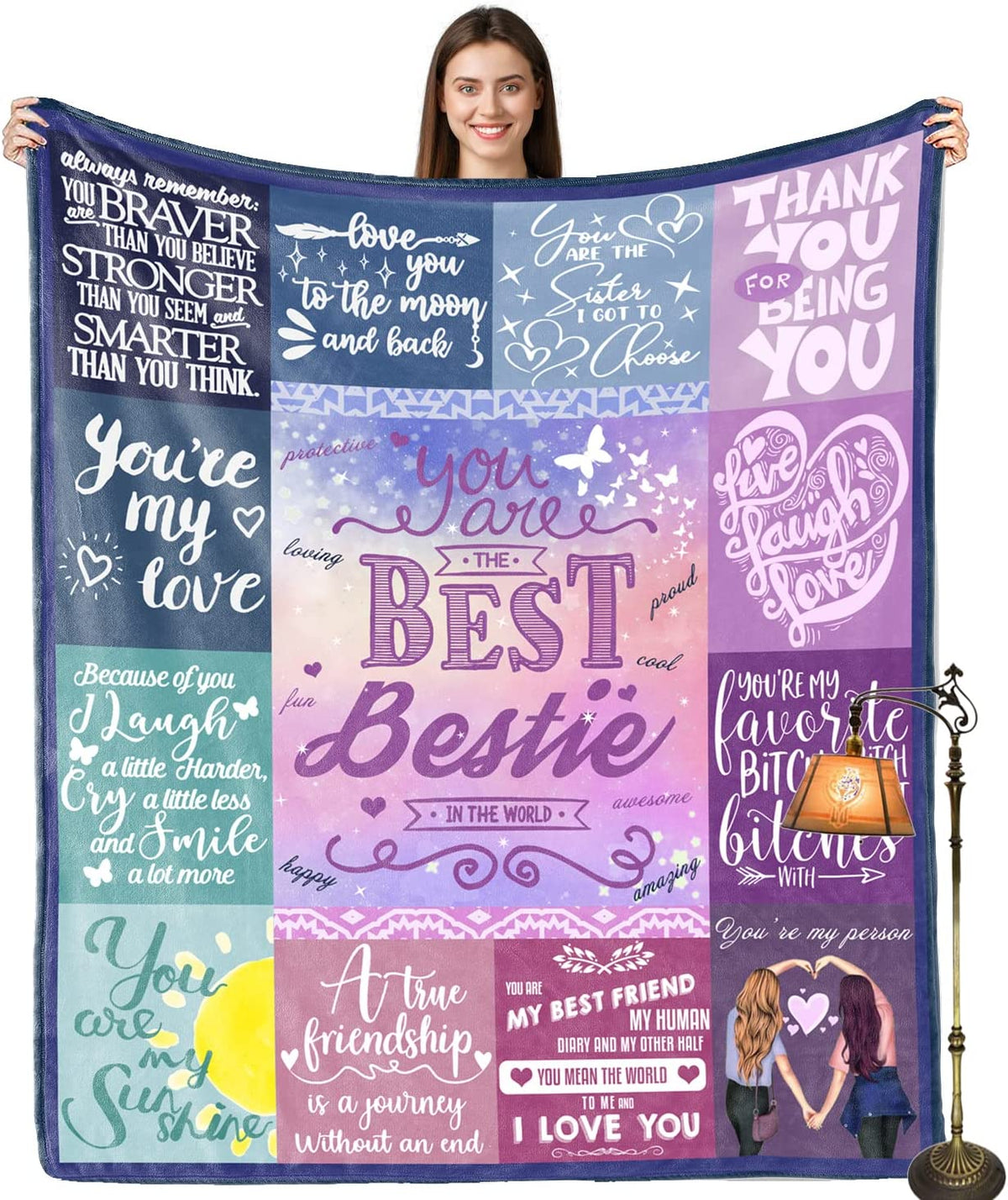 Bestie Blanket, Best Friend Birthday Gift, Friendship Gifts for Best Friends Women, Gift for Bestie, BFF, Best Friend Throw Blanket for Bed Couch