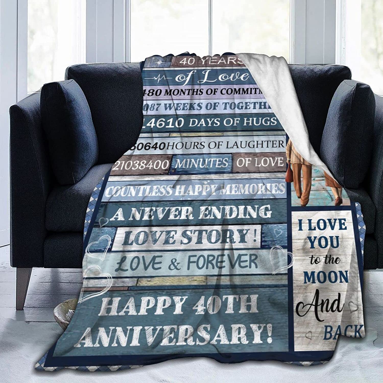 40Th Anniversary Blanket 40Th Ruby Wedding Anniversary Throw Blankets Throws Couple For Parents Grandparents Husband Wife Her