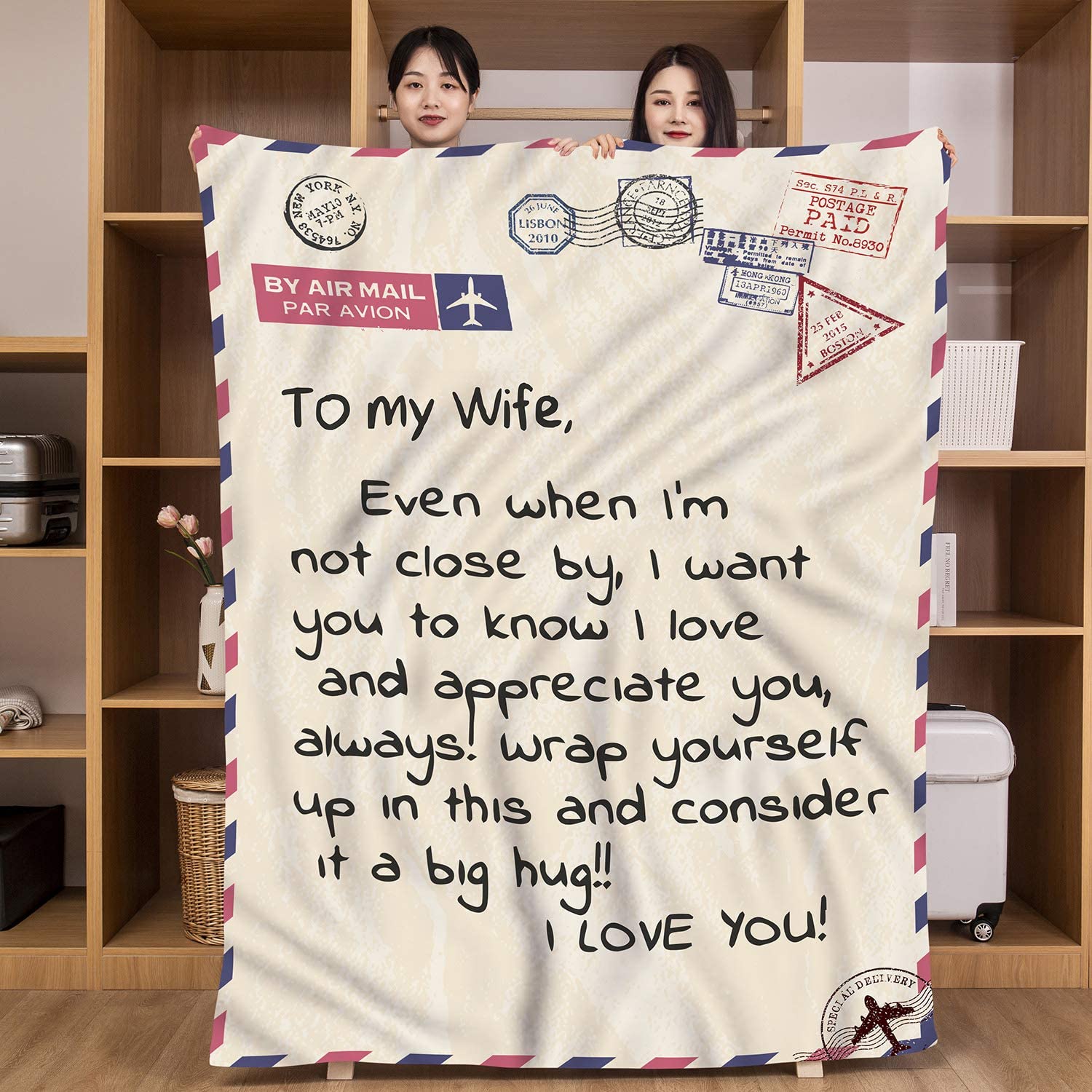 To My Wife Throw Blanket From Husband Valentines Birthday Anniversary Personalization Gift Soft Warm Bed Blanket